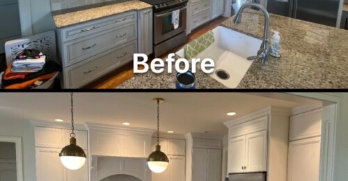 before and after cabinet refinishing