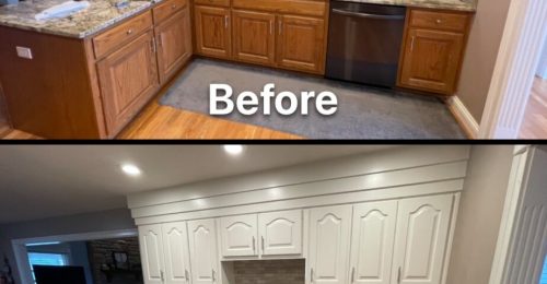 before and after cabinet refinishing