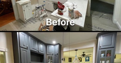 Before and After cabinet refacing transformation