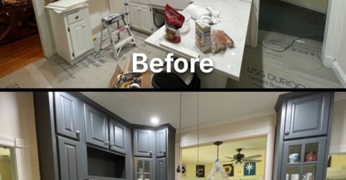 Before and After cabinet refacing transformation