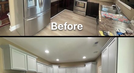 before and after cabinet refinishing