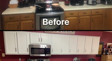 before and after cabinet refinishing