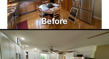 before and after cabinet installation
